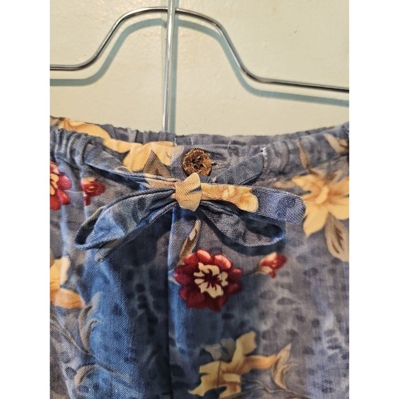 Island Traders Pants Sz Small Drawstring Light Blue Hibiscus Beach Vacation - Picture 3 of 3